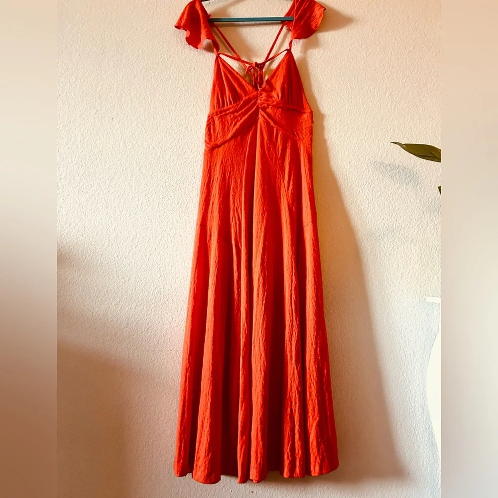 Free people Elegant Orange Maxi Dress Length 58 inches excellent condition - Picture 4 of 9